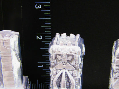 Warning Horn and Decorated Ancient Columns Scatter Terrain Scenery 3D Printed