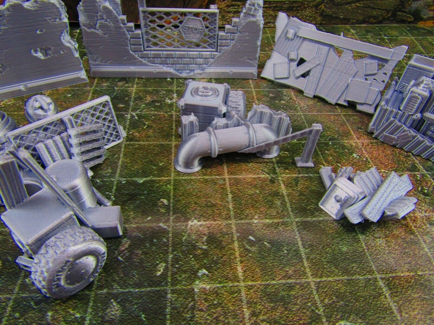 8pc Junk Barricades & Rubble Settlement Set Scatter Terrain Scenery Wasteland