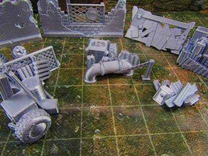 8pc Junk Barricades & Rubble Settlement Set Scatter Terrain Scenery Wasteland