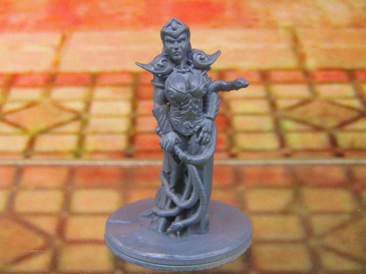 Dark Elf Cleric Female w/ Snake Whip Mini Miniature Figure 3D Printed Model