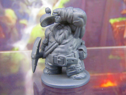 Dwarven Miner Mini Miniature Figure 3D Printed Model 28/32mm Scale RPG Fantasy