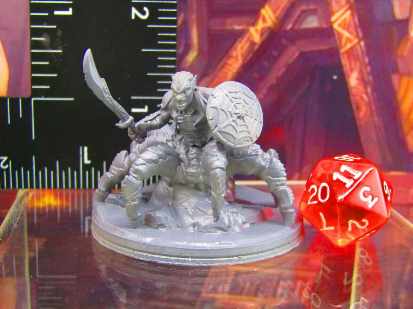 Dark Elf Arachnid Spider Warrior w/ Sword & Shield Mini Miniature Figure 3D