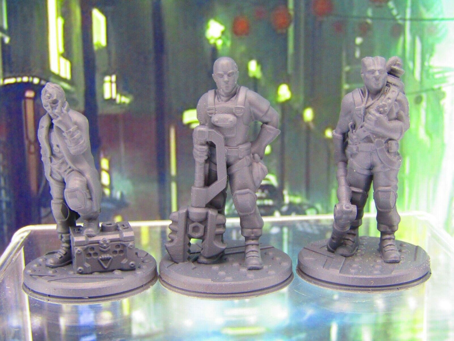Lot of 3 Spaceship/ Dock Workers Civilans Commoners NPCs Mini 3D Printed Figures