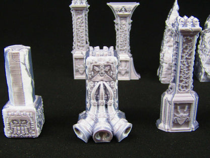 12pc Various Dungeon Pillars Set Scatter Terrain Scenery 3D Printed Mini
