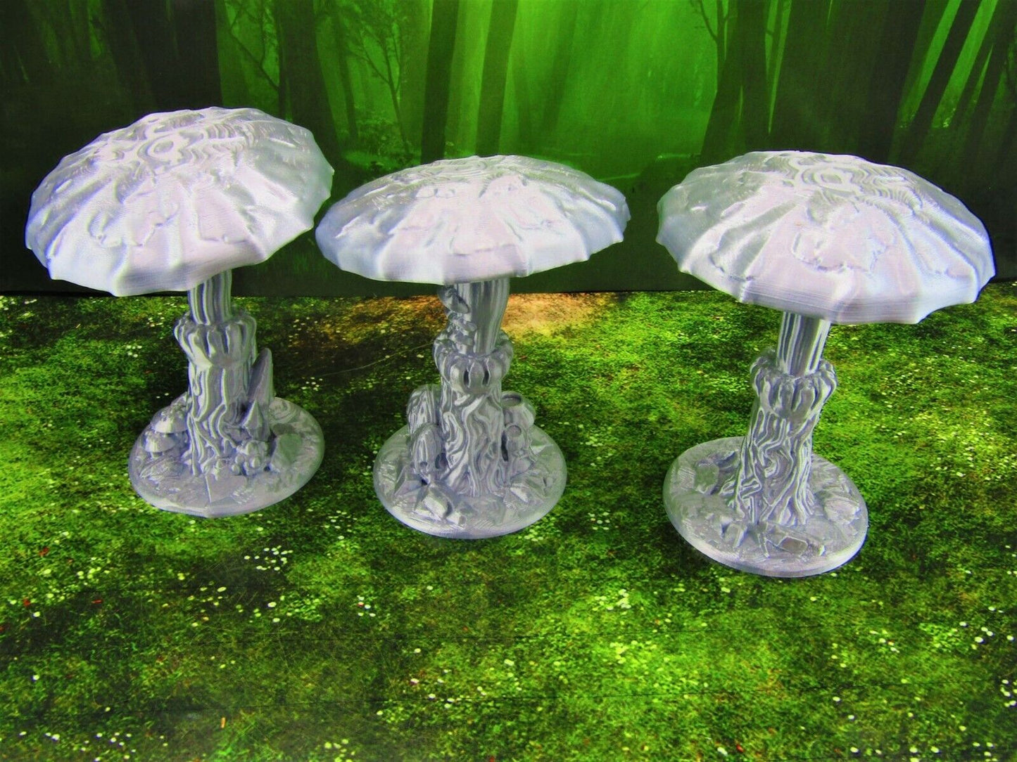 3pc Large Mushroom Trees Forest Set Scatter Terrain Scenery Mini Miniature Model