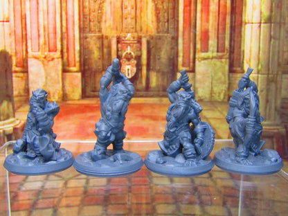4pc Goblin War Party Fighters Warriors Mini Miniature Figure 3D Printed Model