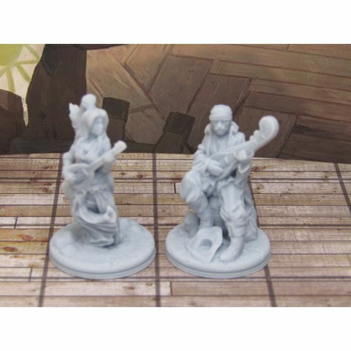 Dancer and Musician Bards Mini Miniature Scatter Terrain Scenery 3D Printed