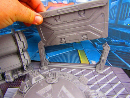 8 pc Space Ship Hangar Starfighter Landing & Service Bay Scenery Scatter Terrain