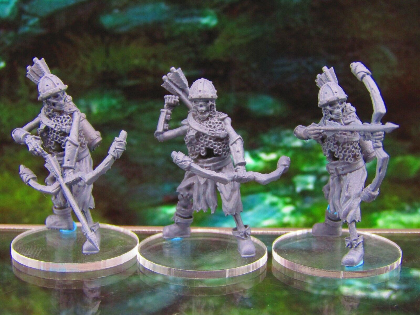 3pc Undead Skeletal Archers Bowmen Soldiers Skeletons Mini Miniatures 3D Printed