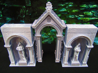 Cemetery Arched Entryway Entrance w/ Statues Graveyard Scatter Terrain 3D Print