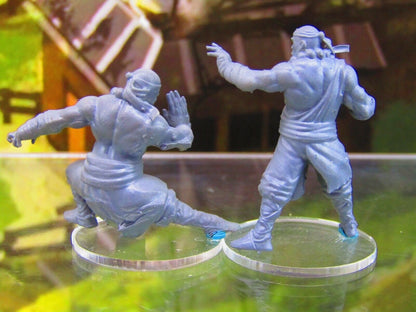 Monk Fighter Pair Mini Miniature Figure 3D Printed Model 28/32mm Scale RPG
