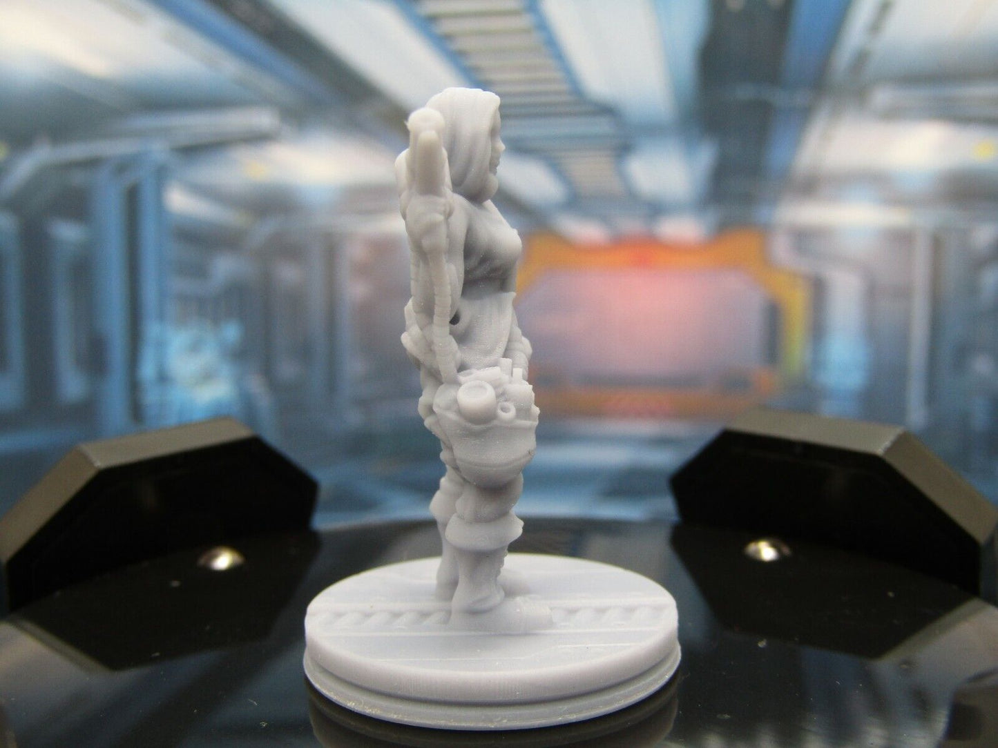 Female Space Crew Mechanic Mini Miniature Figure Scenery Terrain 3D Printed