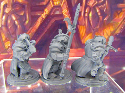 3pc Dwarf Spearmen Soldiers Fully Armored Mini Miniature Figure 3D Print DnD