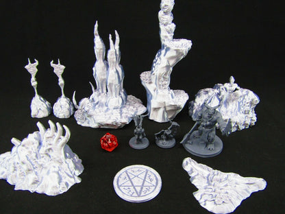 Demon's Lair Abyss w/ Demons Scatter Terrain Scenery 3D Printed Mini Miniature