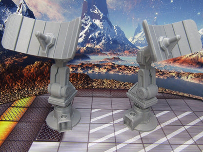 Pair of Satellite Relay Dishes Scatter Terrain Scenery Miniature 3D Printed