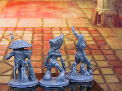 3pc Myconid Shroomie Mushroom Folk Set Mini Miniature Model Character Figure