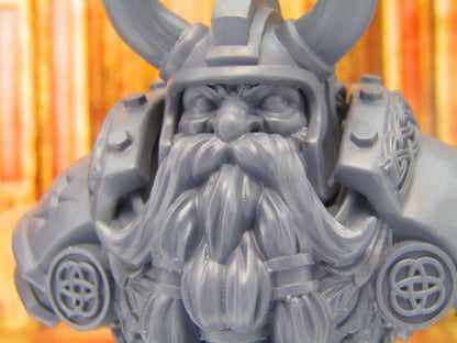 4" Tall Dwarven King Bust Statue Resin 3D Printed Model D&D Game Room Decoration