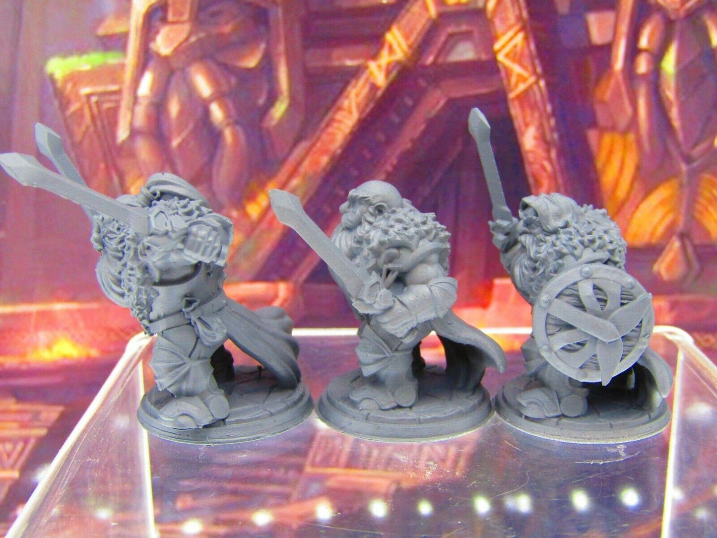 3pc Dwarf Barbarian Berserkers Viking Mini Miniature Figure 3D Printed Model DnD