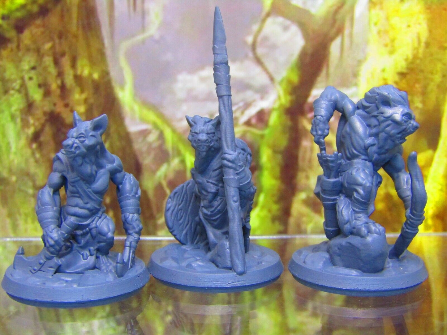 3pc Hyenaman Tribe War Party Mini Miniature Figure 3D Printed Model 28/32mm