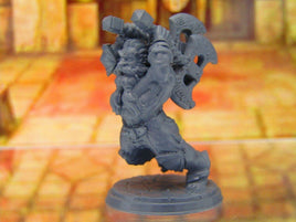 Hegnar the Impetuous Beserker Barbarian Dwarf Mini Miniatures 3D Printed Model