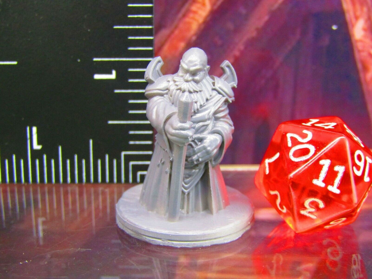 Gray Dwarf Cleric Nobleman w/ Staff Mini Miniature Figure 3D Printed Model 28/32