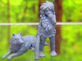 Wild / Feral Wolf Boy & Dog Companion Mini Miniature 3D Printed Figure Model