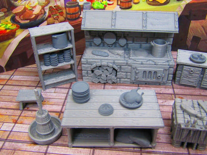 22p Inn Tavern Restaurant Kitchen w Stove, Sink etc Scenery Scatter Terrain