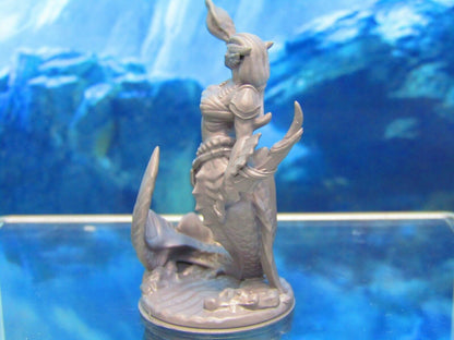 Merfolk Mermaid Female With Conch Shell Mini Miniature Figure 3D Printed Model