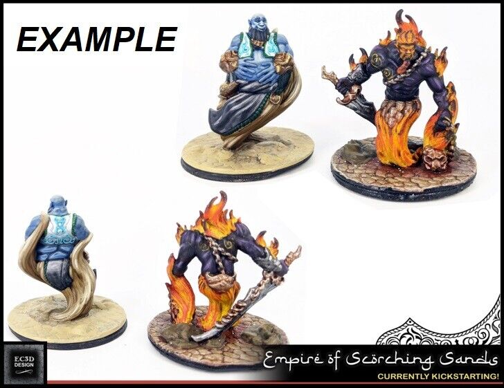 Lot of 4 Genie Djinns W/ Lamps Mini Miniatures Figures D&D 3D Printed Resin