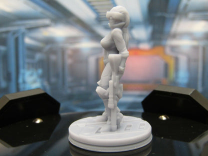 Female Space Hired Assassin Mini Miniature Figure Scenery Terrain 3D Printed