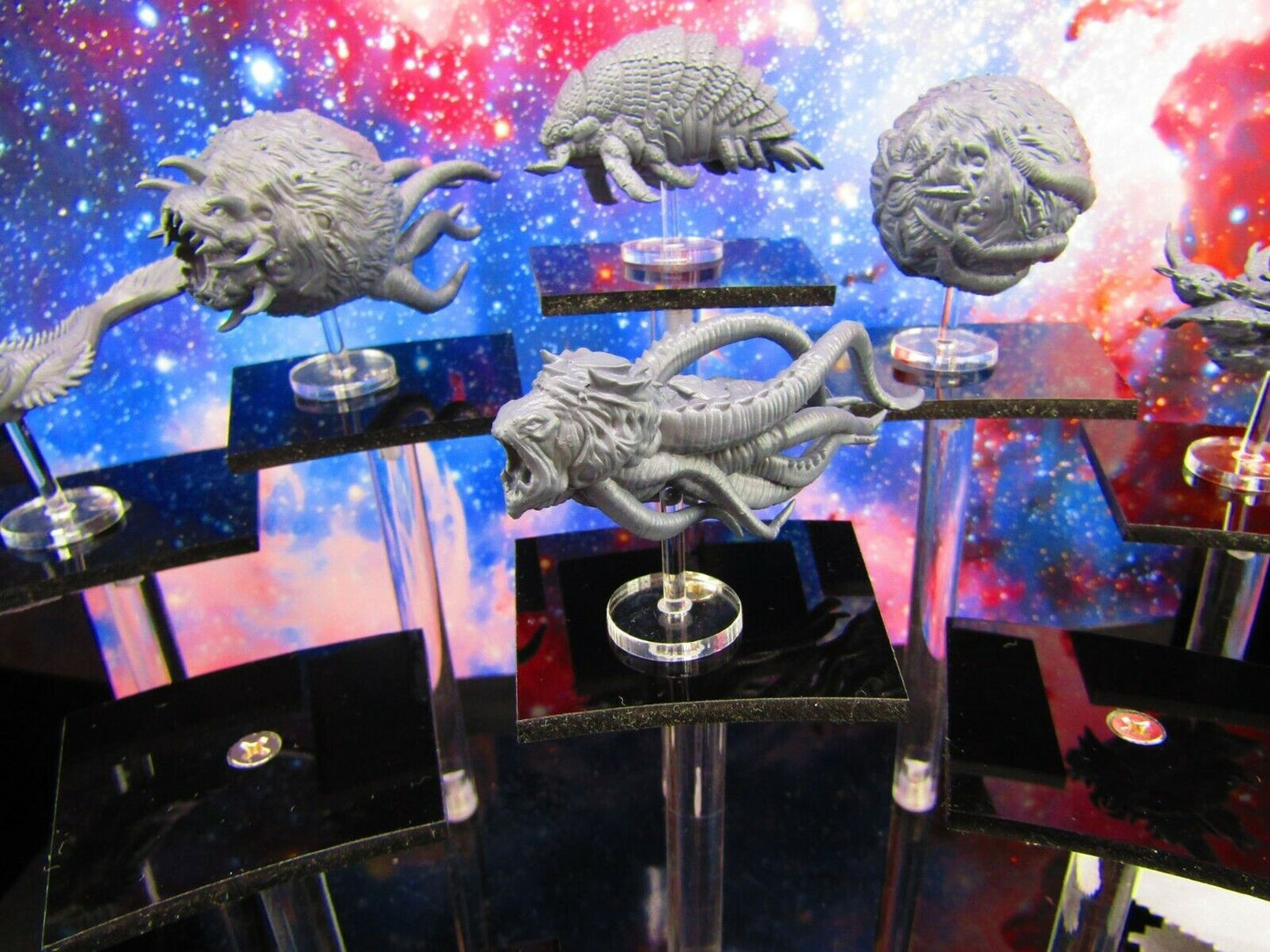 6pc Space Creatures Monsters Set Space War Gaming Set w/ Flight Stands & Rods
