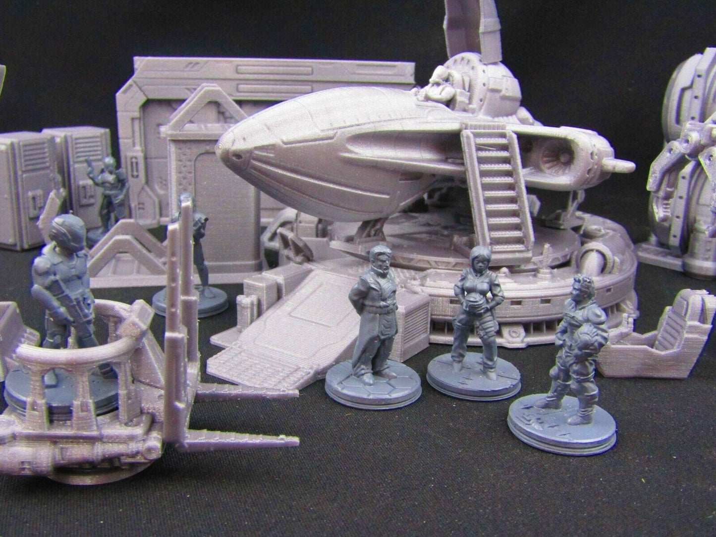 42pc Large Space Ship Hangar Set w/ Minis Scenery Scatter Terrain 3D Printed