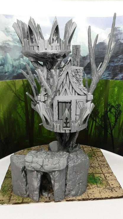 4 Piece Modular Elvish Treehouse Watchtower Tree Fort Scatter Terrain Scenery