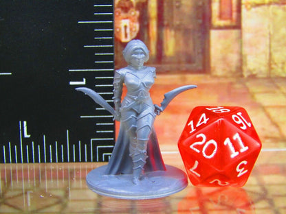 Dark Elf Female Warrior Dual Wielding Mini Miniature Figure 3D Printed Model