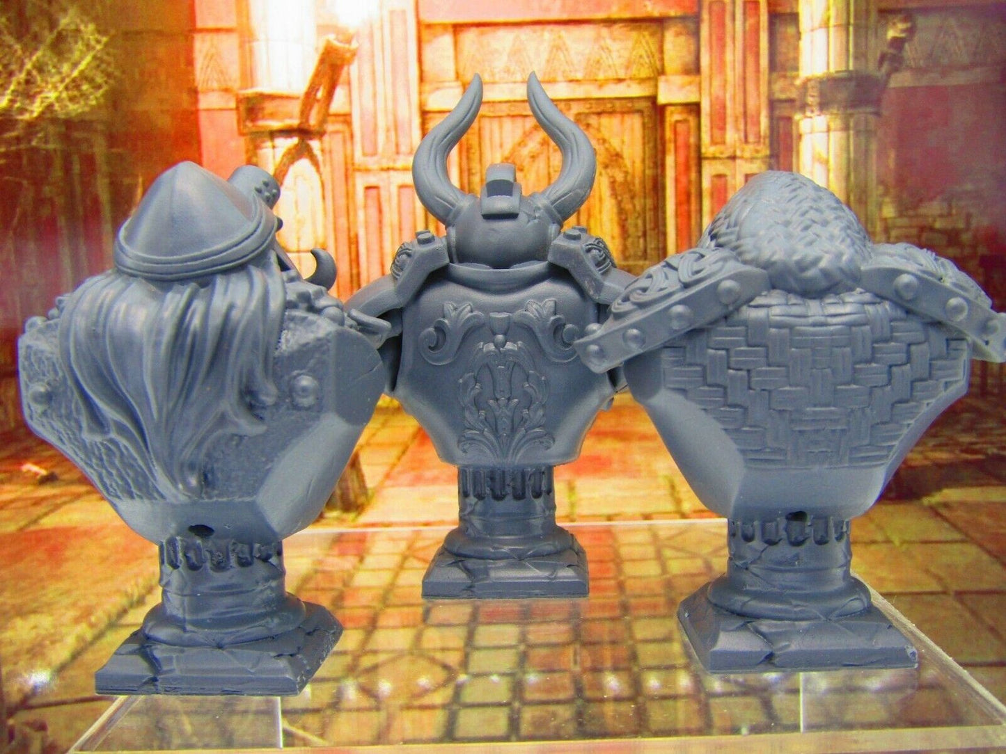 Lot of 3 Dwarven Busts Statue Bust Statue Resin 3D Printed Model RPG Fantasy DnD