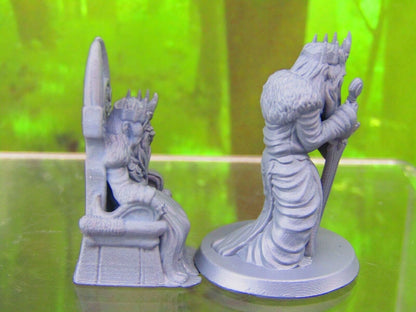 Aged Mad King Pair Seated and Standing Mini Miniatures 3D Printed Resin Model