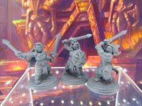 
              3pc Dwarf Female Fighters Soldiers Mini Miniature Figure 3D Printed Model DnD
            