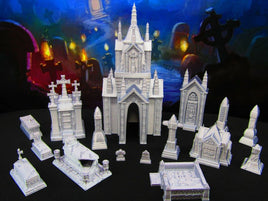 23pc Tombs, Gravestones, & Mausoleums Graveyard Collection Grave Set 3D Print
