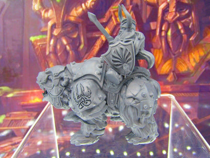 Dwarven Queen Battle Ready on War Bear Mini Miniature Figure 3D Printed Model