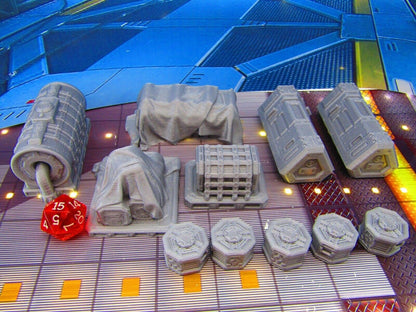 11pc Space Ship Cargo Shipping Docks Set Scenery Scatter Terrain 3D Print