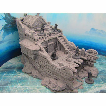 Ship Wreck W/Ghost Crew Mini Miniature Figure 3D Printed Model 28/32mm Scale