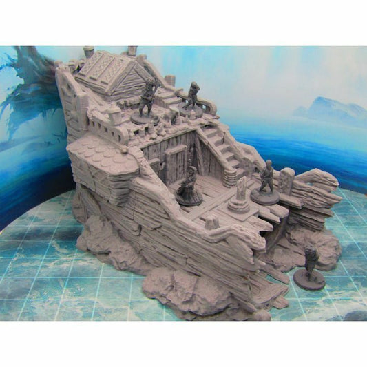 Ship Wreck W/Ghost Crew Mini Miniature Figure 3D Printed Model 28/32mm Scale