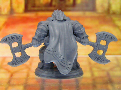 Sinar the Fearless Axe Wielding Warrior Dwarf Mini Miniature 3D Print Dnd