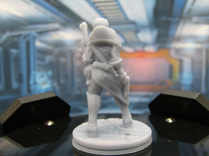 Female Space Bounty Hunter Mini Miniature Figure Scenery Terrain 3D Printed