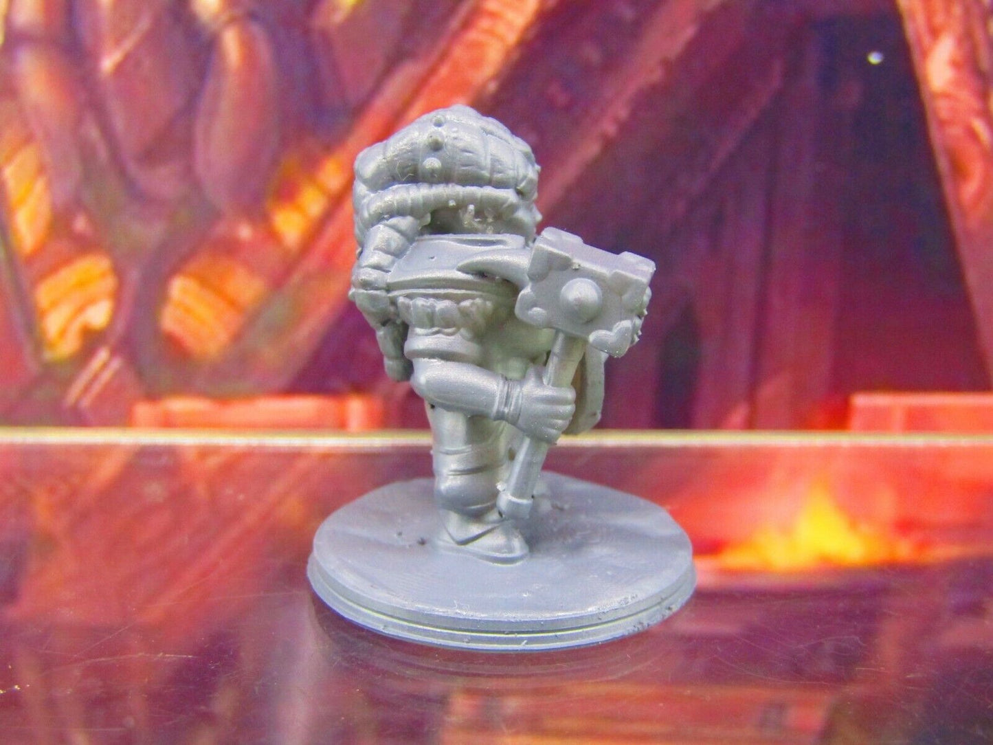Female Gray Dwarf Warrior w/ Hammer and Shield Mini Miniature Figure 3D Printed
