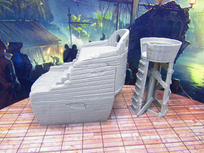 Boat Ship Hull House Hideout & Crow's Nest Watchtower Scatter Terrain Scenery