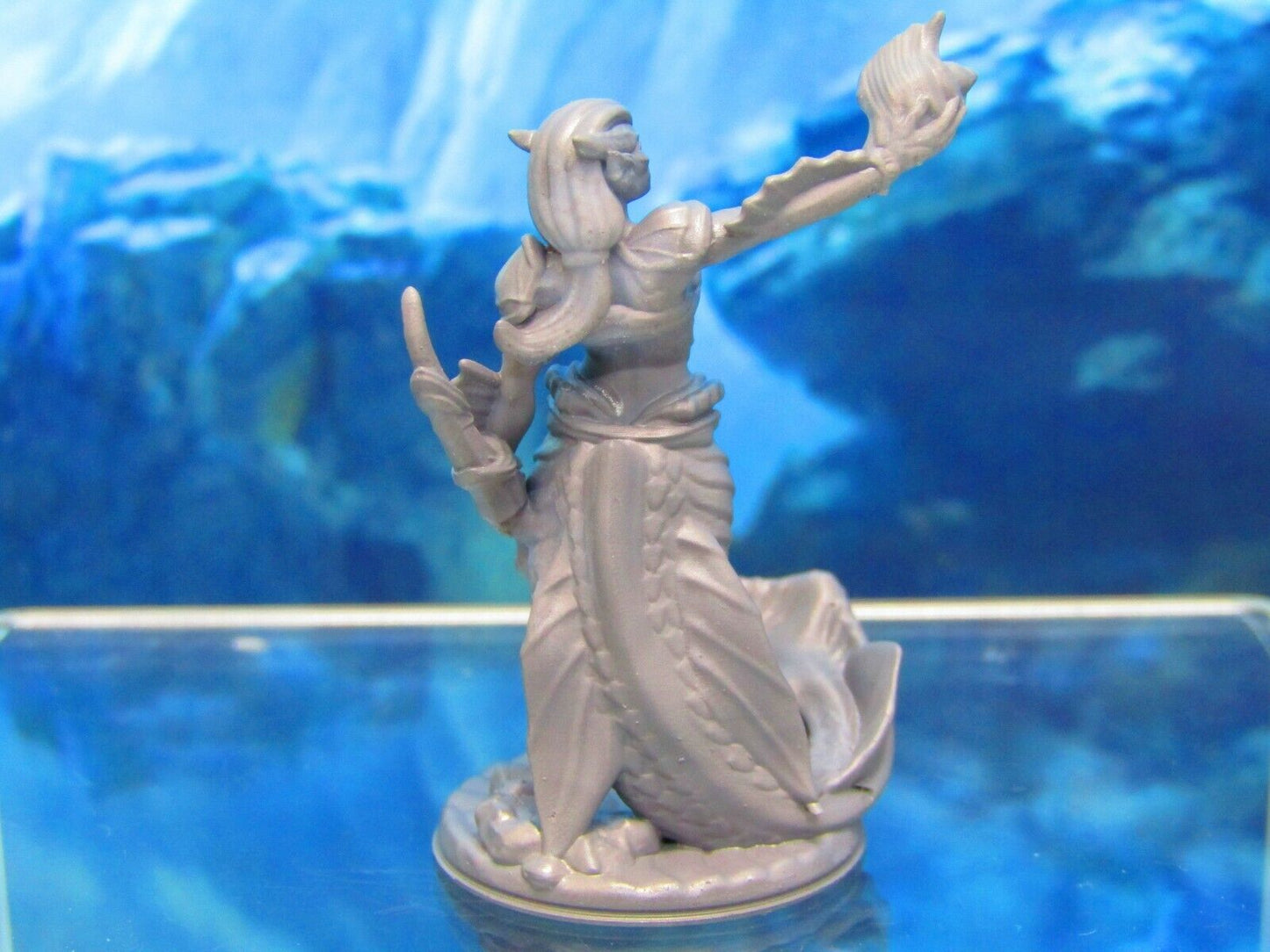 Merfolk Mermaid Female With Conch Shell Mini Miniature Figure 3D Printed Model