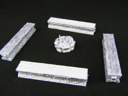 Fireside Benches & Campfire Scatter Terrain Scenery 3D Printed Mini Miniature