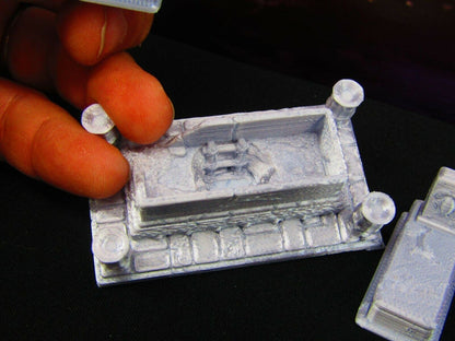5 Tomb Gravesite Vault 7pc Grave Set for Graveyard / Cemetery Scatter Terrain