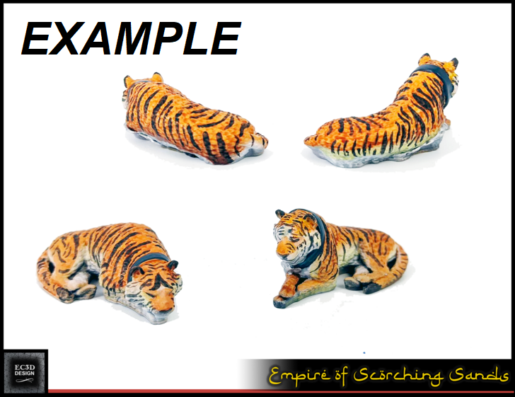 Pair of Captive Pet Sultan's Tigers Mini Miniature Figure 28-32MM Resin Printed